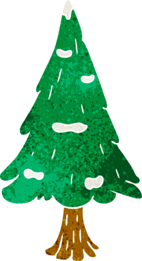 El çizimi retro karikatür karalama bir insan tarafından çizilmiş tek bir kar ağacı