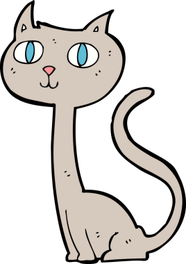 Bir insan tarafından çizilmiş çizgi film kedisi.