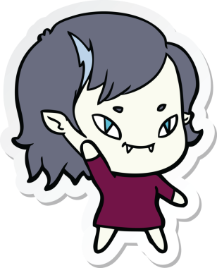 Bir insan tarafından çizilmiş, karikatür dostu vampir bir kızın çıkartması.