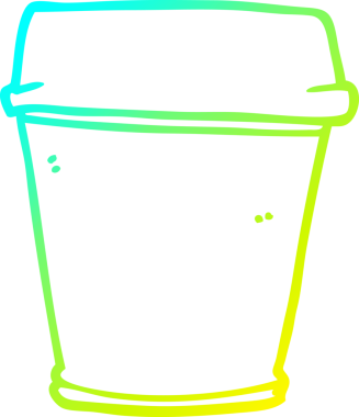 Bir çizgi filmin soğuk gradyan çizimi bir insan tarafından çizilmiş kahveyi dışarı çıkarır.