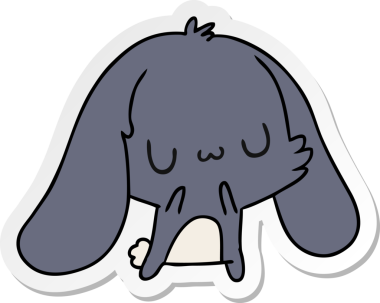 Etiket çizimi, kawaii sevimli tüylü tavşan bir insan tarafından çizilmiş.