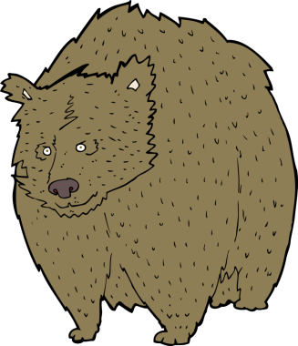 Bir insan tarafından çizilmiş dev ayı karikatürü.