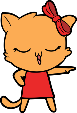 Bir insan tarafından çizilmiş kafasında yay olan çizgi film kedisi.