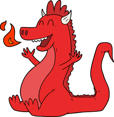 Bir insan tarafından çizilmiş mutlu ejderha.