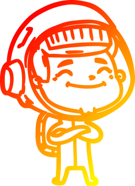 Bir insan tarafından çizilmiş mutlu bir astronotun sıcak çizgi çizimi