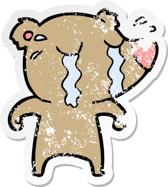 Bir insan tarafından çizilmiş ağlayan bir ayının sıkıntılı çıkartması.