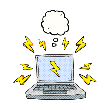 Bir insan tarafından çizilmiş serbest çizim balon dizüstü bilgisayar.