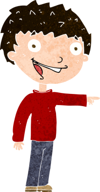 Bir insan tarafından çizilmiş mutlu çocuk çizgi filmi.