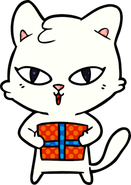 Bir insan tarafından çizilmiş çizgi film kedisi.