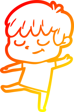 Bir insan tarafından çizilen mutlu bir çocuğun sıcak çizgi çizimi.