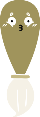 Bir insan tarafından çizilmiş bir boya fırçasının düz renk retro karikatürü