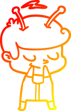 Bir insan tarafından çizilmiş, kendinden emin bir uzay adamının sıcak çizgi çizimi.