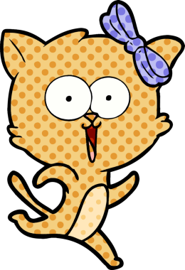 Bir insan tarafından çizilmiş çizgi film kedisi.