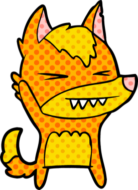 Bir insan tarafından çizilmiş tilki çizgi film karakteri