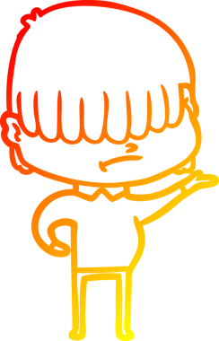 Bir insan tarafından çizilmiş dağınık saçlı bir çizgi film çocuğunun sıcak çizgi çizimi.