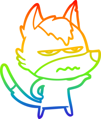 Gökkuşağı gradyan çizgi çizimi Bir insan tarafından çizilmiş rahatsız kurt