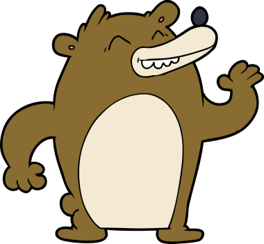 Bir insan tarafından çizilmiş çizgi film ayısı.