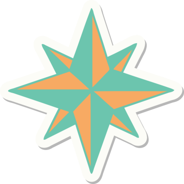 Bir insan tarafından çizilmiş geleneksel bir yıldız stiliyle dövme çıkartması.