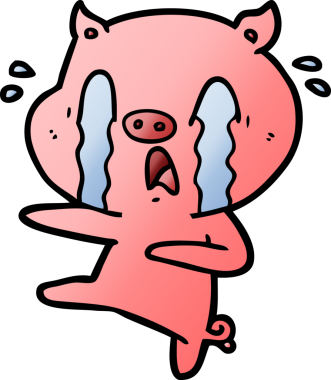 Bir insan tarafından çizilmiş ağlayan domuz çizgi filmi.