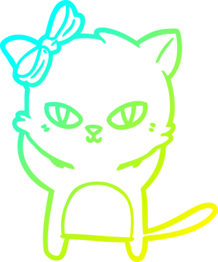 Bir insan tarafından çizilmiş bir çizgi film kedisinin soğuk gradyan çizgisi.