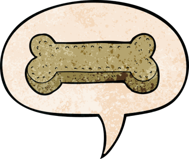 Bir insan tarafından çizilmiş eski moda konuşma baloncuklu çizgi köpek bisküvisi.