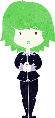 Bir insan tarafından çizilmiş vampir kadın çizgi filmi.