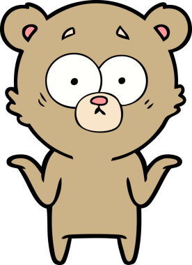 Çizgi film ayısı bir insan tarafından çizilmiş omuzlarını silkiyor.