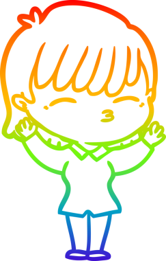 gökkuşağı gradyan çizimi bir insan tarafından çizilmiş bir karikatür kadın