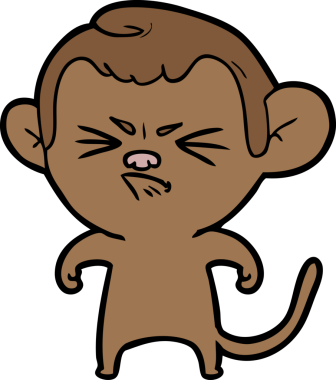 Bir insan tarafından çizilmiş sinir bozucu bir maymun.