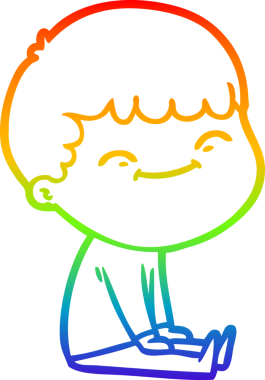 gökkuşağı gradyan çizgi çizimi bir insan tarafından çizilmiş mutlu bir çocuk