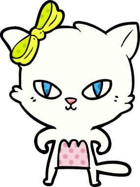 Bir insan tarafından çizilmiş sevimli çizgi film kedisi.