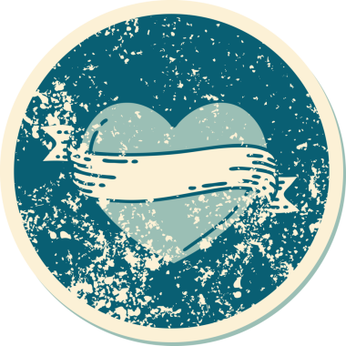 Bir insan tarafından çizilmiş kalp ve bayrağın sembolik depresif dövme şekli