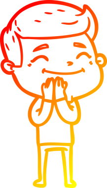 Bir insan tarafından çizilmiş mutlu bir çizgi film karakteri çizimi.