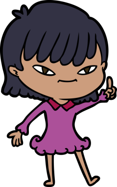 Bir insan tarafından çizilmiş bir fikri olan karikatür kadın.