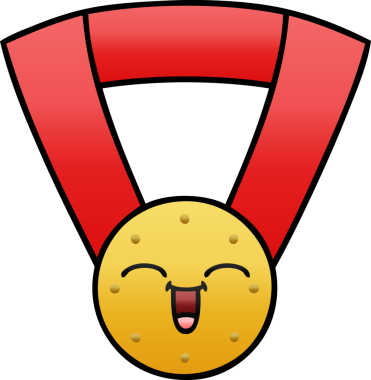 Bir insan tarafından çizilmiş altın madalyanın gölgelenmiş karikatürü.