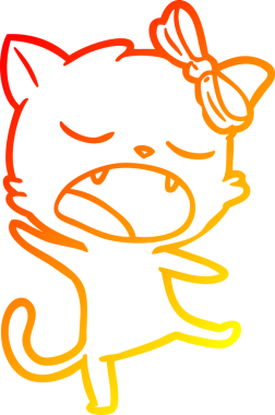 Bir insan tarafından çizilmiş şarkı söyleyen bir çizgi film kedisinin sıcak çizgi çizimi