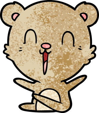 Bir insan tarafından çizilmiş mutlu bir çizgi film ayısı.