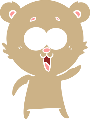 Bir insan tarafından çizilmiş gülen ayıcık düz renkli çizgi film.