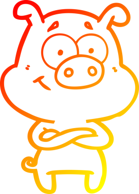 Bir insan tarafından çizilmiş mutlu çizgi film domuzu çizimi.