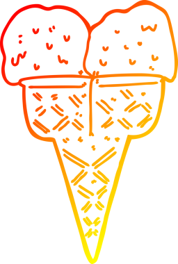 Bir insan tarafından çizilmiş çizgi film dondurmasının sıcak çizgi çizimi
