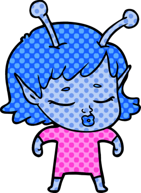 Bir insan tarafından çizilmiş sevimli uzaylı kız çizgi filmi.