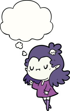 Bir insan tarafından çizilmiş düşünce baloncuğu olan bir vampir.