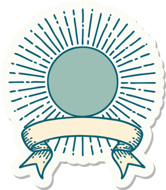 Bir insan tarafından çizilmiş güneş pankartıyla dövme stili.