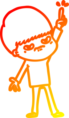 Bir insan tarafından çizilmiş kızgın bir çizgi film çocuğu çizimi.