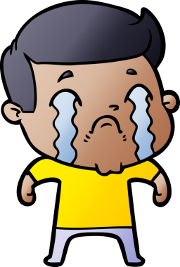 Bir insan tarafından çizilmiş ağlayan çizgi film adamı.