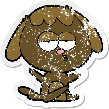 Bir insan tarafından çizilmiş sıkıntılı bir çizgi film çıkartması.