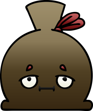 Bir insan tarafından çizilmiş bir çuvalın gölgeli çizgi filmi.