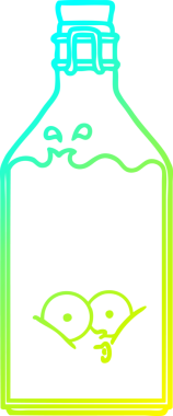 Bir insan tarafından çizilmiş eski bir şişenin soğuk gradyan çizgisi.