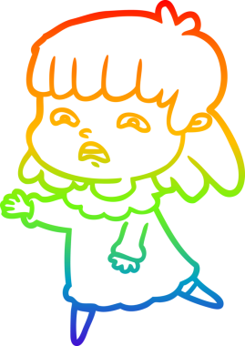 Gökkuşağı gradyan çizimi Bir insan tarafından çizilmiş endişeli bir çizgi kadın