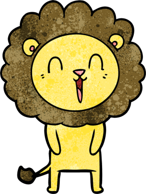 Bir insan tarafından çizilmiş gülen aslan çizgi filmi.